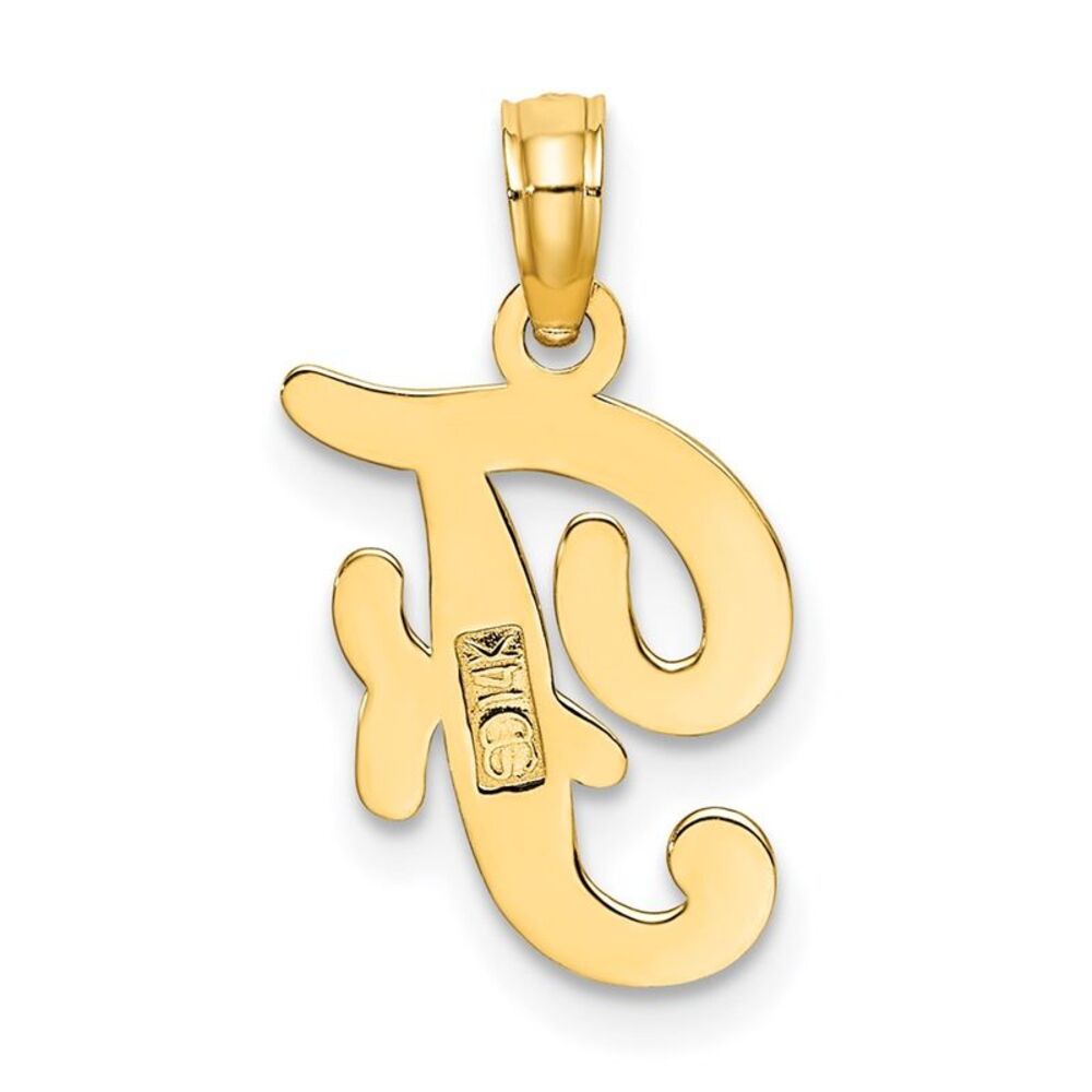14k Yellow Gold Script Letter F Initial Pendant - image 4